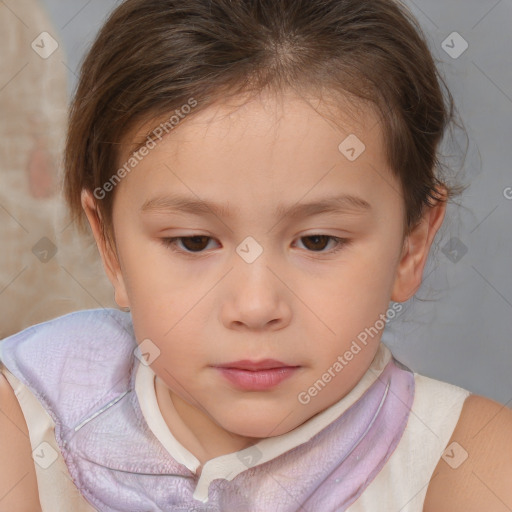 Neutral white child female with medium  brown hair and brown eyes