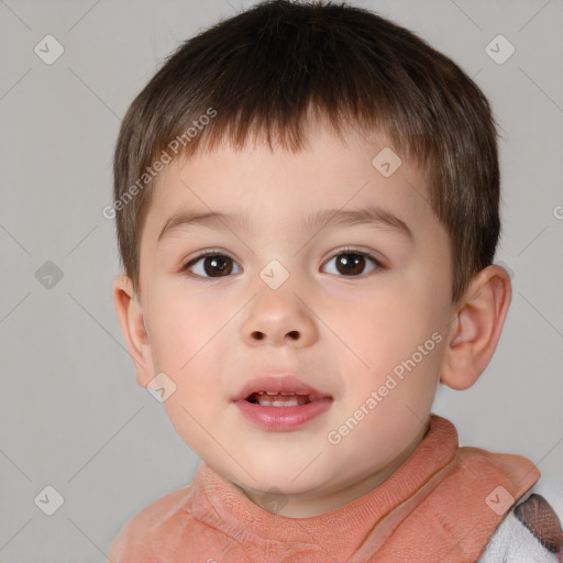 Neutral white child male with short  brown hair and brown eyes