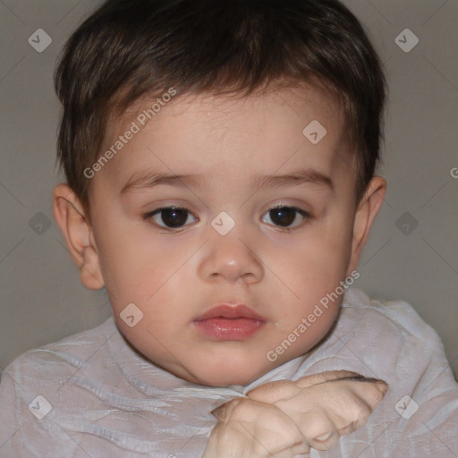 Neutral white child male with short  brown hair and brown eyes