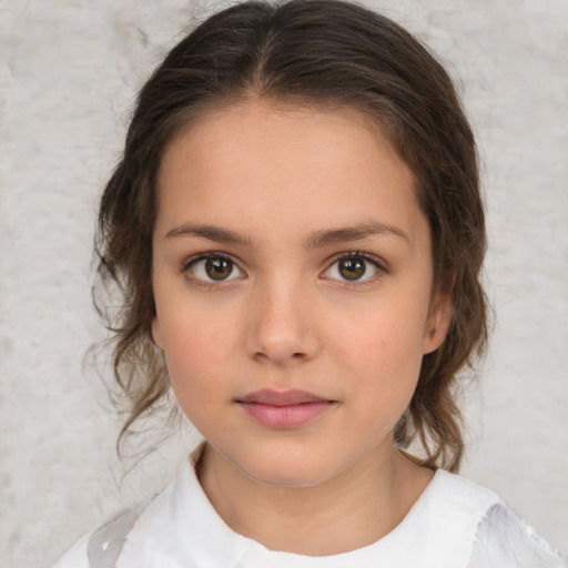 Neutral white child female with medium  brown hair and brown eyes