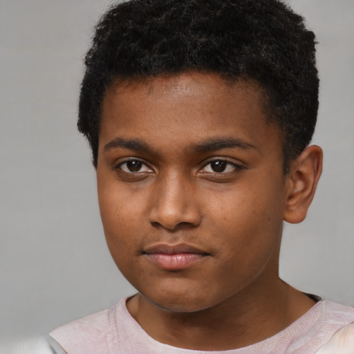 Neutral black young-adult male with short  brown hair and brown eyes