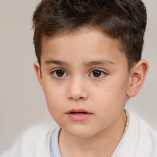 Neutral white child male with short  brown hair and brown eyes