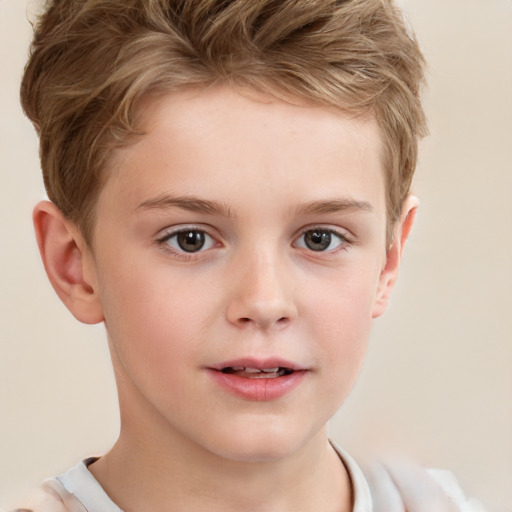 Neutral white child male with short  brown hair and brown eyes