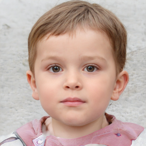 Neutral white child male with short  brown hair and blue eyes