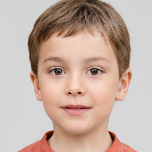 Neutral white child male with short  brown hair and grey eyes