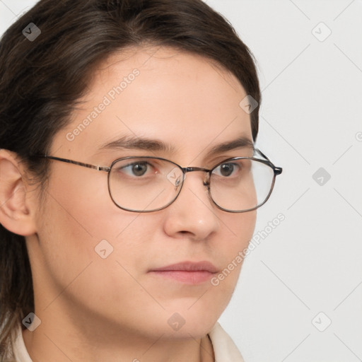 Neutral white young-adult male with medium  brown hair and brown eyes