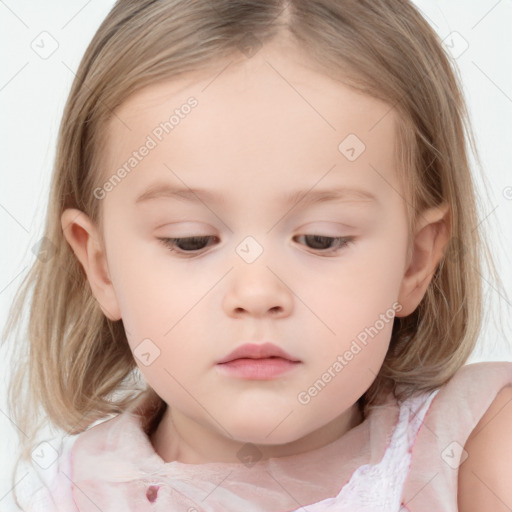 Neutral white child female with medium  brown hair and brown eyes