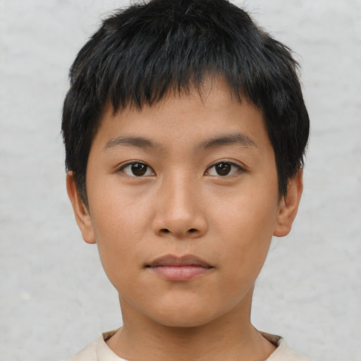 Neutral asian young-adult male with short  brown hair and brown eyes