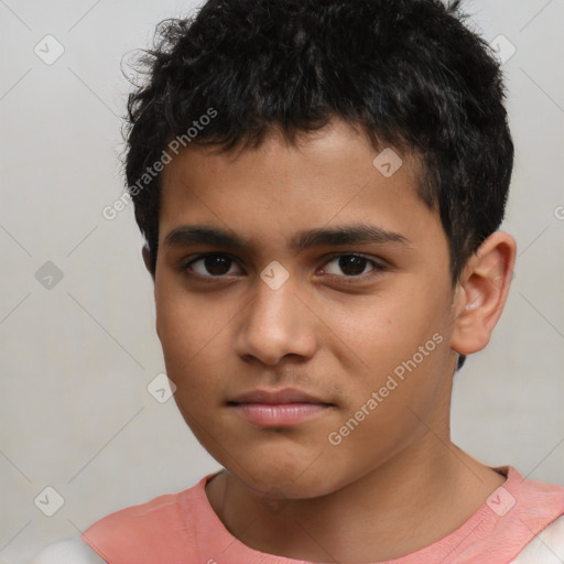 Neutral white child male with short  brown hair and brown eyes