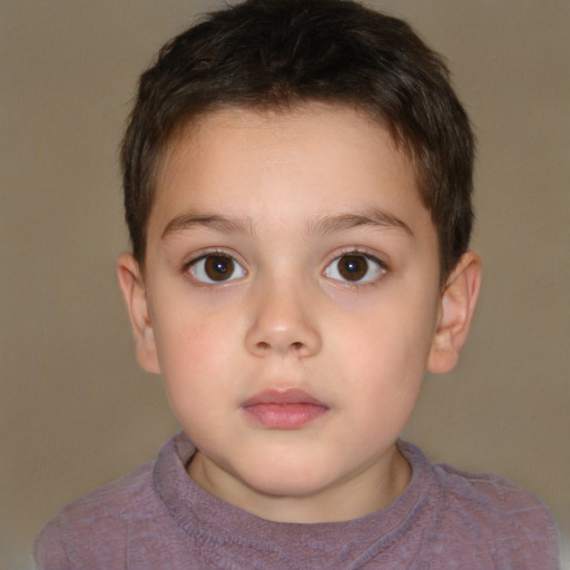 Neutral white child male with short  brown hair and brown eyes