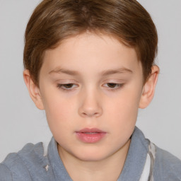 Neutral white child female with short  brown hair and brown eyes