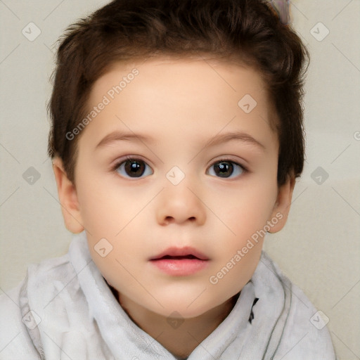 Neutral white child female with short  brown hair and brown eyes
