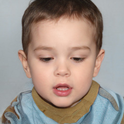 Neutral white child male with short  brown hair and brown eyes