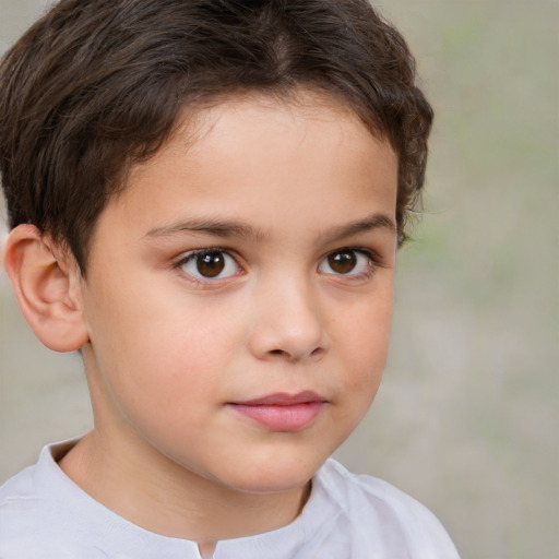 Neutral white child male with short  brown hair and brown eyes