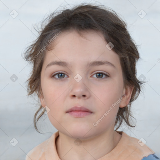 Neutral white child female with medium  brown hair and brown eyes