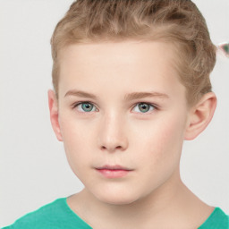 Neutral white child male with short  brown hair and grey eyes