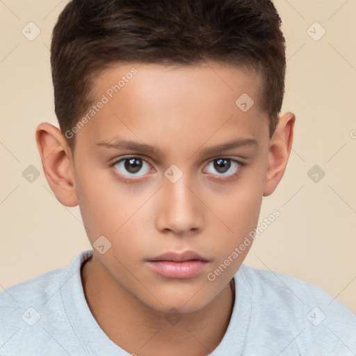 Neutral white child male with short  brown hair and brown eyes