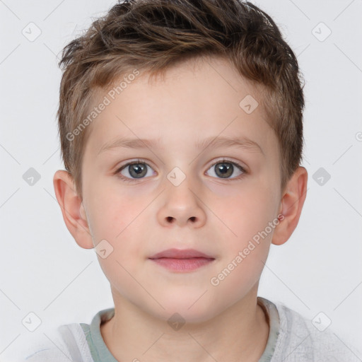 Neutral white child male with short  brown hair and brown eyes