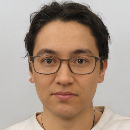 Neutral white adult male with short  brown hair and brown eyes
