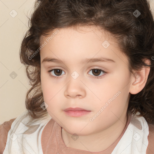 Neutral white child female with medium  brown hair and brown eyes