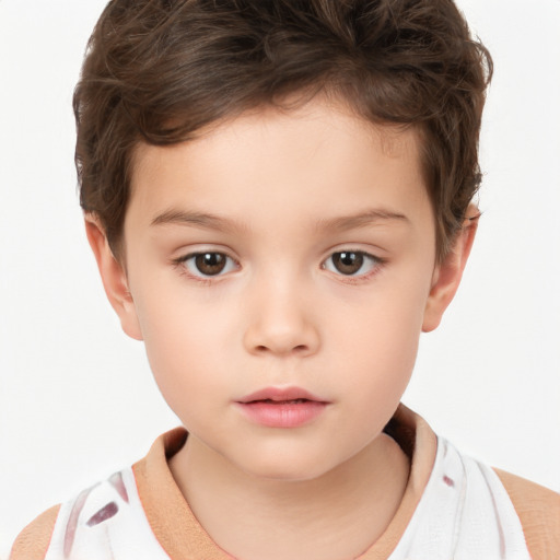 Neutral white child female with short  brown hair and brown eyes