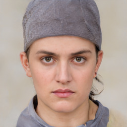 Neutral white young-adult male with short  brown hair and grey eyes