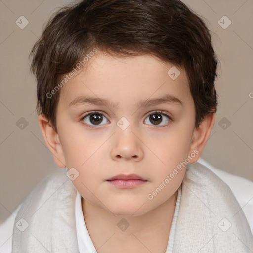 Neutral white child male with short  brown hair and brown eyes