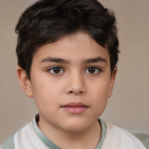 Neutral white child male with short  brown hair and brown eyes