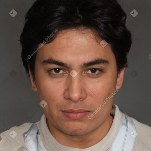Neutral white adult male with short  brown hair and brown eyes