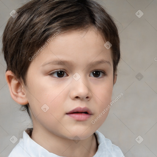 Neutral white child female with short  brown hair and brown eyes