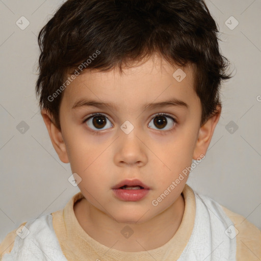 Neutral white child male with short  brown hair and brown eyes