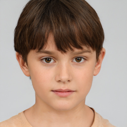 Neutral white child female with short  brown hair and brown eyes