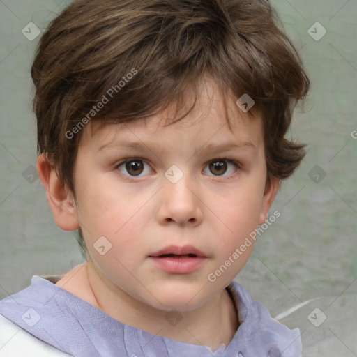 Neutral white child male with short  brown hair and brown eyes