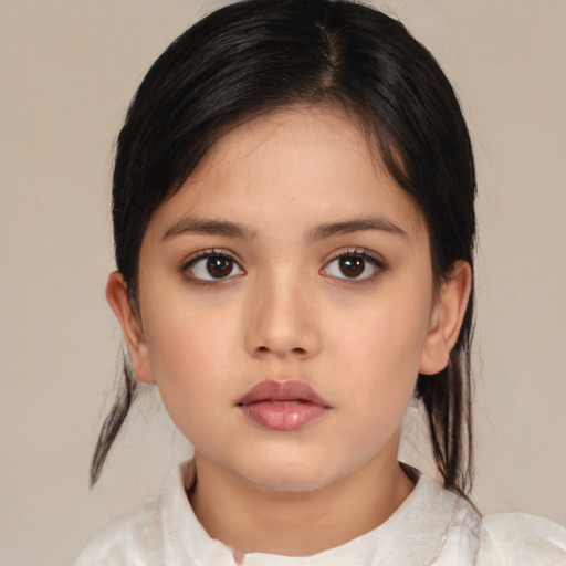 Neutral asian young-adult female with medium  brown hair and brown eyes
