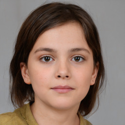 Neutral white child female with medium  brown hair and brown eyes