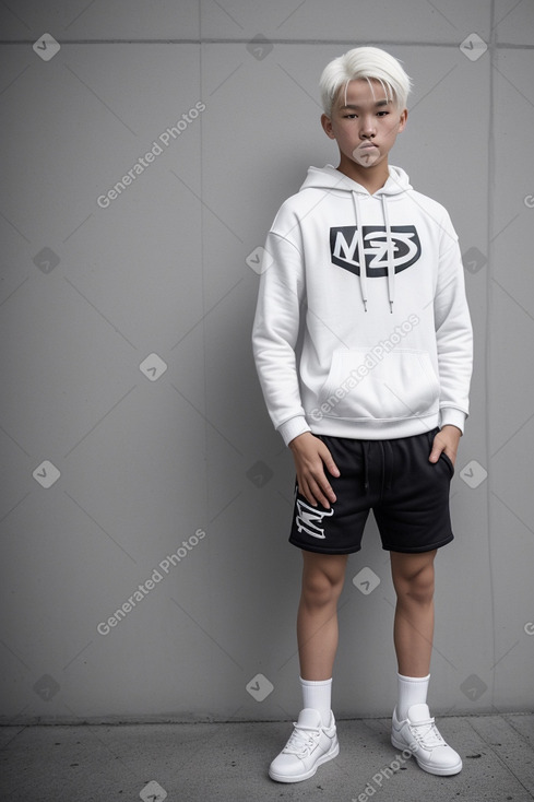 Mongolian teenager boy with  white hair