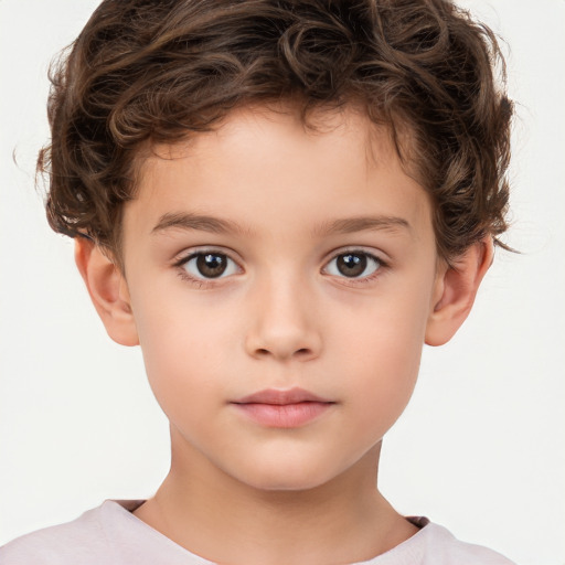 Neutral white child male with short  brown hair and brown eyes