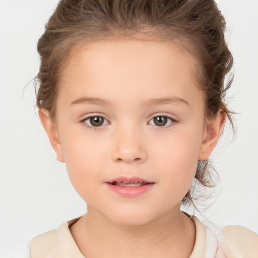 Neutral white child female with medium  brown hair and brown eyes