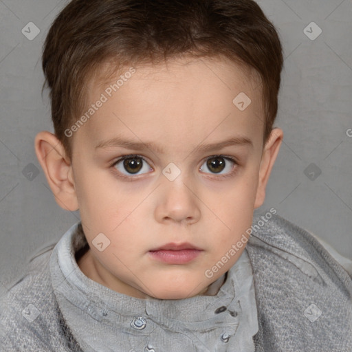 Neutral white child female with short  brown hair and brown eyes