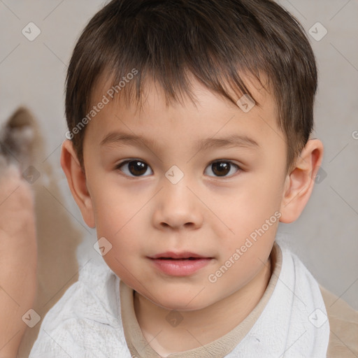 Neutral white child male with short  brown hair and brown eyes