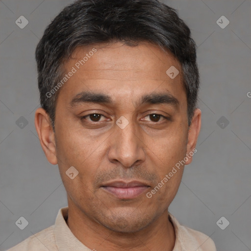 Neutral white adult male with short  brown hair and brown eyes