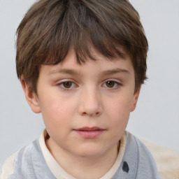 Neutral white child female with short  brown hair and brown eyes