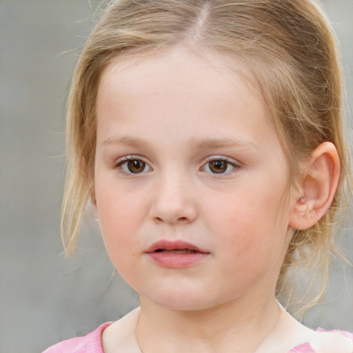 Neutral white child female with medium  brown hair and brown eyes