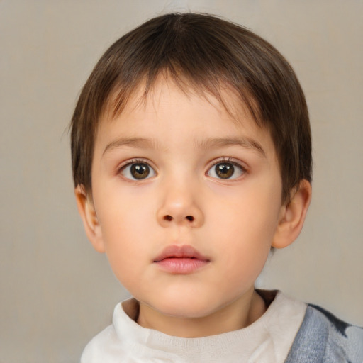 Neutral white child male with short  brown hair and brown eyes