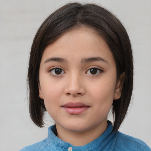 Neutral white child female with medium  brown hair and brown eyes