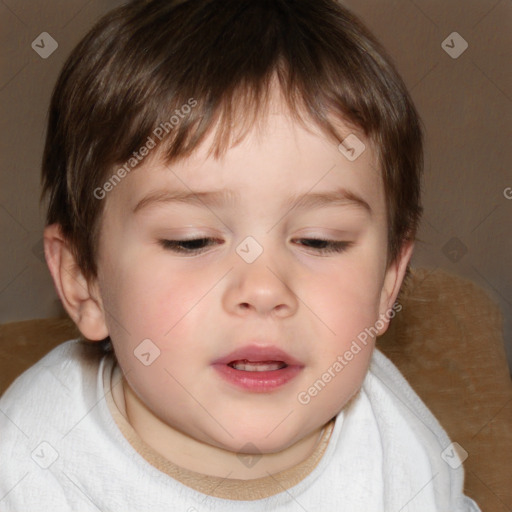 Neutral white child male with short  brown hair and brown eyes