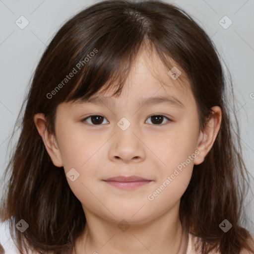 Neutral white child female with medium  brown hair and brown eyes