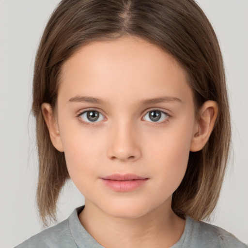 Neutral white child female with medium  brown hair and brown eyes