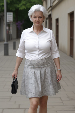 Czech middle-aged female with  white hair