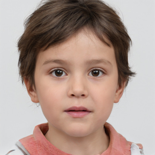 Neutral white child female with short  brown hair and brown eyes